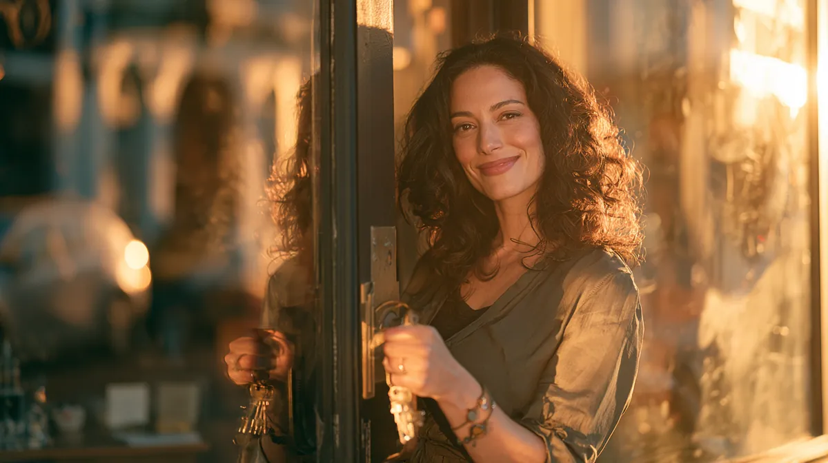 Confident small business owner starting her day after securing a BHG Loan personal loan